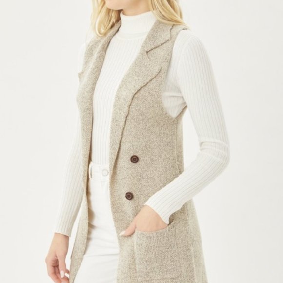 Sleeveless Long Cardigan Vest - Picture 2 of 7